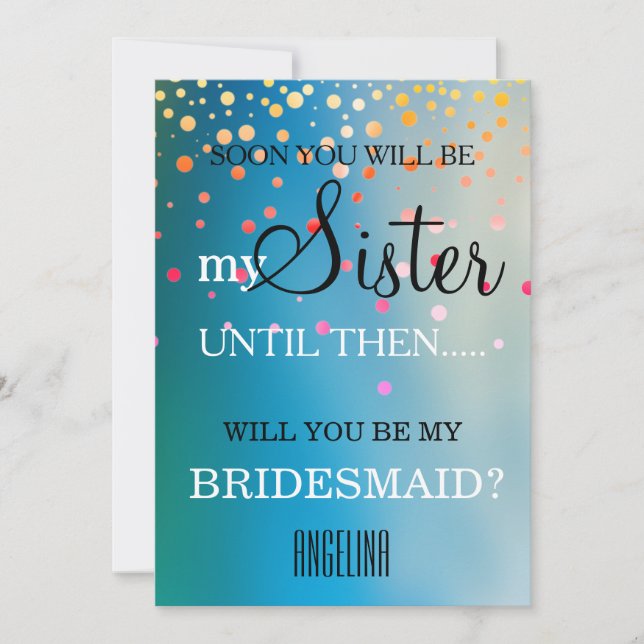 Invitación ¿Quieres ser mi dama de honor? (Anverso)