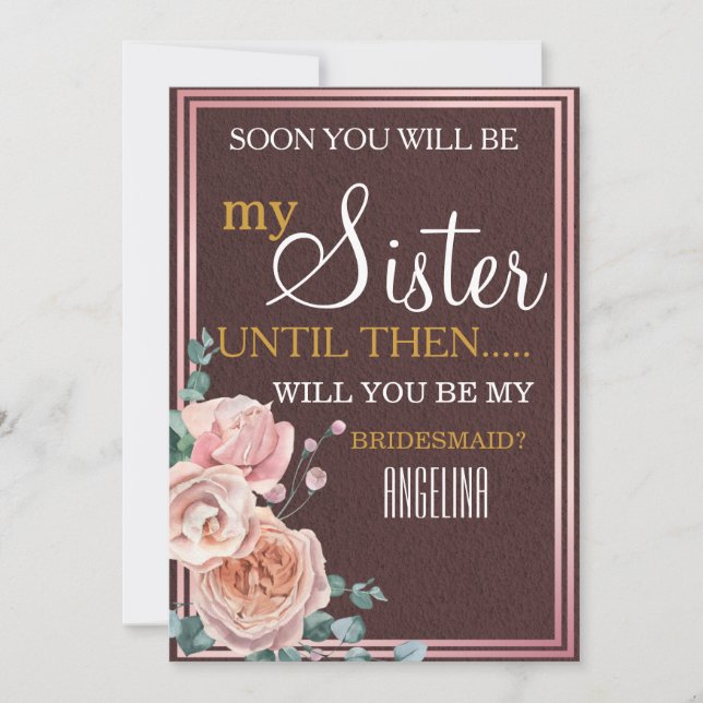 Invitación ¿Quieres ser mi dama de honor? (Anverso)