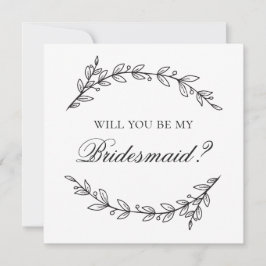 Invitación ¿Quieres ser mi dama de honor. Boda en blanco y ne