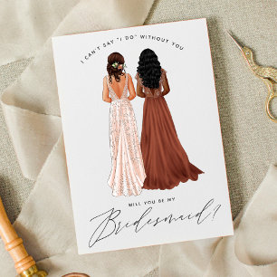 Invitación ¿Quieres ser mi dama de honor? Chicas con vestidos