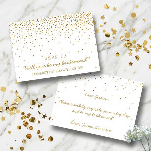 Invitación ¿Quieres Ser Mi Dama de Honor? Confeti Dorado Vint