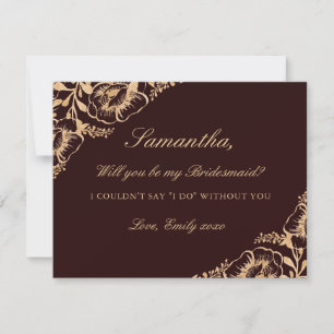 Invitación ¿Quieres Ser Mi Dama de Honor Floral Burgundy Dora