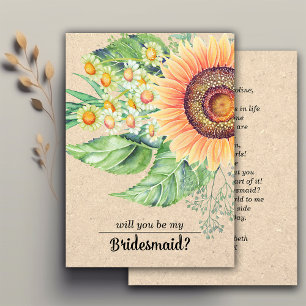 Invitación ¿Quieres ser mi dama de honor? Girasoles Rústicos