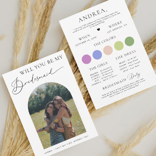 Invitación ¿Quieres Ser Mi Dama de Honor Propuesta Arco Tarje