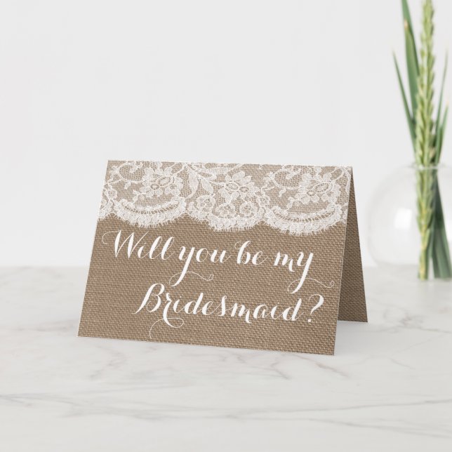 Invitación ¿Quieres Ser Mi Dama de Honor? Rustico Estopa & En (Anverso)