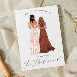 Invitación ¿Quieres ser mi dama junior? Chicas con vestidos d