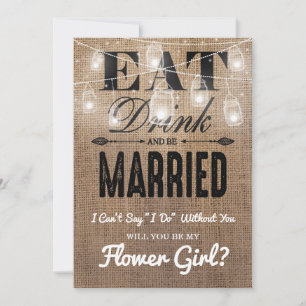 Invitación ¿Quieres ser mi niña de las flores?   Azafata rúst