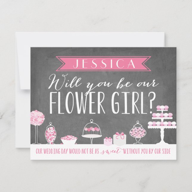 Invitación ¿Quieres ser nuestra niña de las flores | Dama de  (Anverso)
