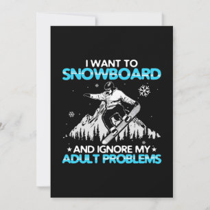 Invitación Quiero Esquiar en Tabla de Nieve