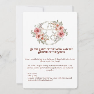 Invitación Quiet Sage Floral Pentacle Cumpleaños