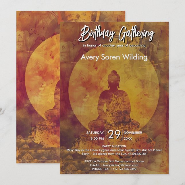 Invitación Quietud Dorada | Diseño de Luz Espiritual (Anverso / Reverso)