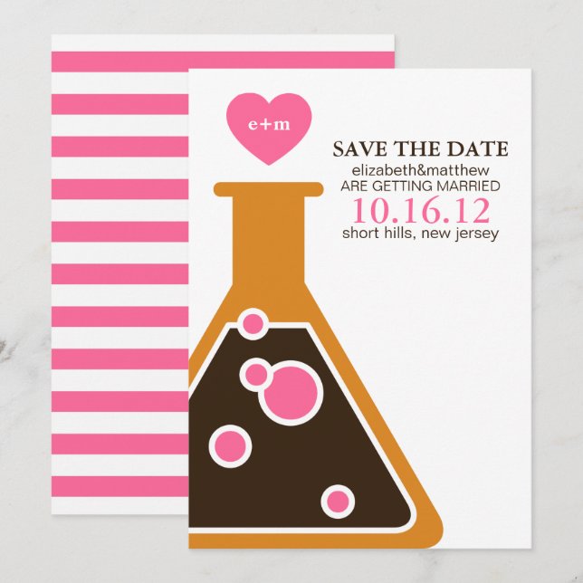 Invitación Química Perfecta Boda Guardar la Fecha (Anverso / Reverso)