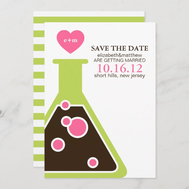 Invitación Química Perfecta Boda Guardar la Fecha (Anverso / Reverso)