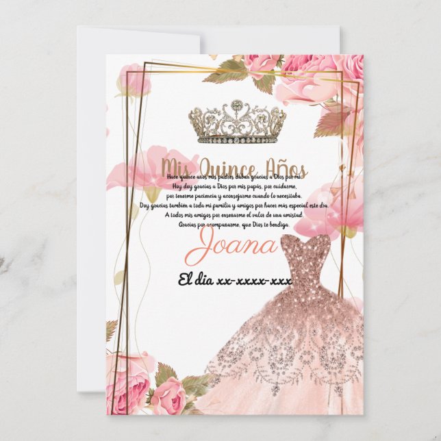 Invitación Quince años  (Anverso)