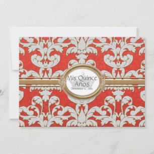 Invitación Quince Anos - Elegante barroco de hojas de flores
