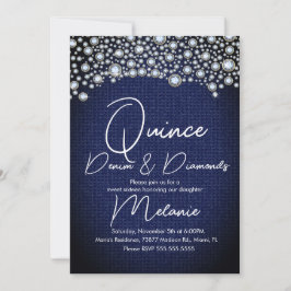 Invitación Quince Denim Diamantes Gema Diamantes Dispersos