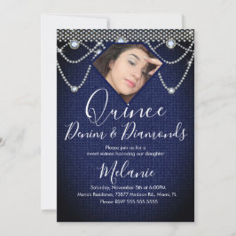 Invitación Quince Denim Diamantes Gema Perlas Foto 