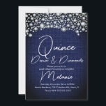 Invitación Quince Denim Diamonds Gem Diamonds dispersos<br><div class="desc">Invitaciones de Quince con falsas gemas y patrones de denim</div>