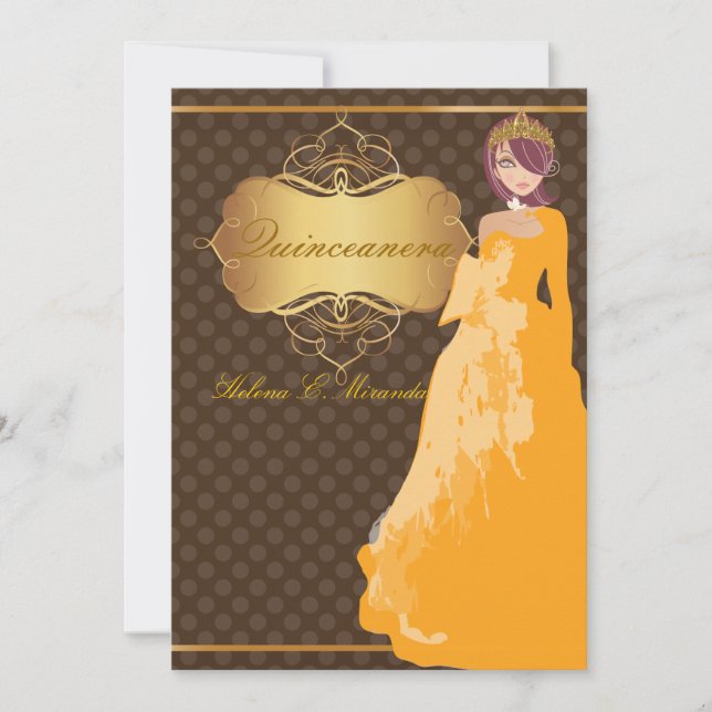 Invitación Quince/Dulce 16/puntos de princesa/polka (Anverso)