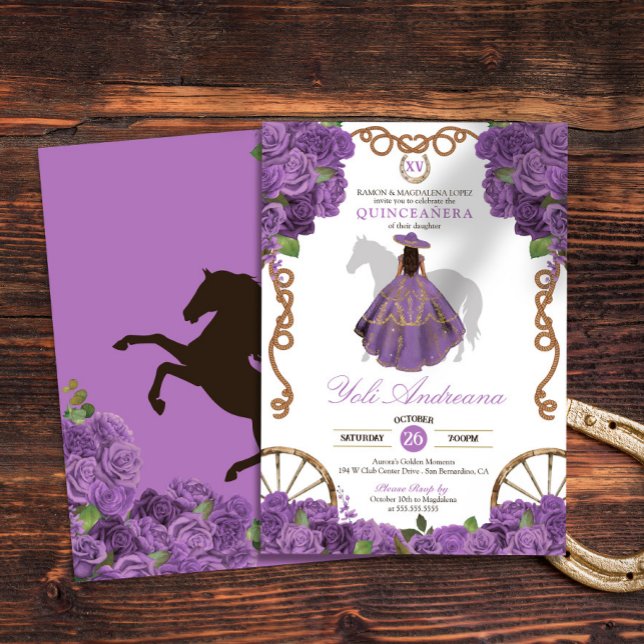 Invitación Quince occidental morado claro (Subido por el creador)