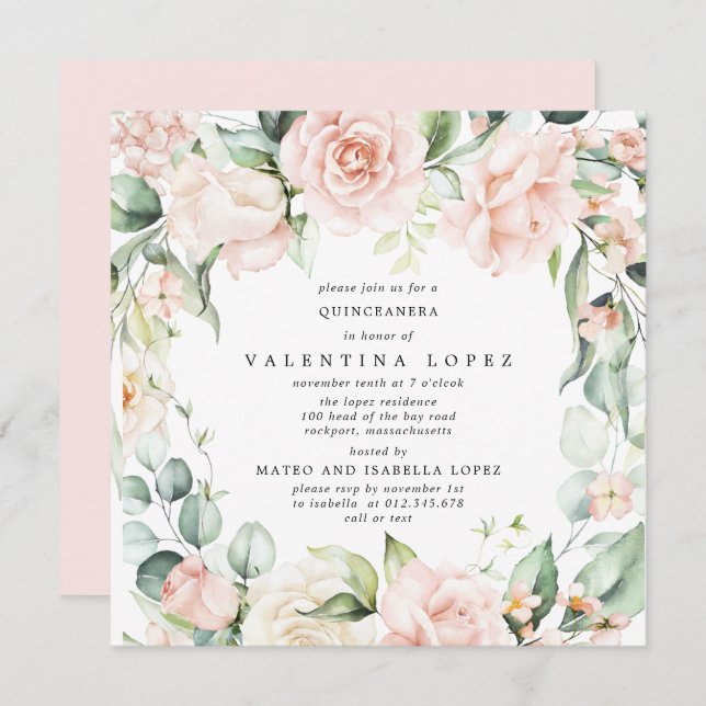 Invitación Quinceanera (Anverso / Reverso)