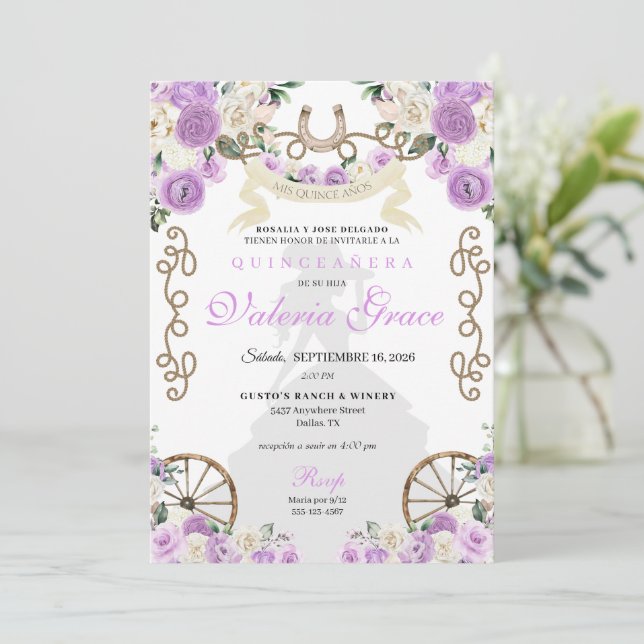 Invitación Quinceañera (Anverso de pie)
