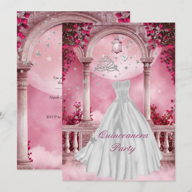 Invitación Quinceanera 15ª fiesta de cumpleaños (Anverso / Reverso)