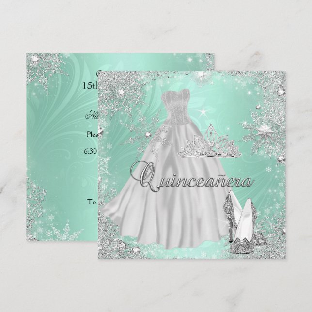 Invitación Quinceanera 15ª Fiesta de Cumpleaños de Plata (Anverso / Reverso)