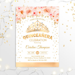 Invitación Quinceanera 15ª Fiesta de Cumpleaños - Floral rosa