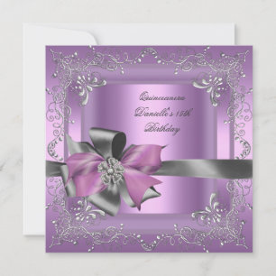 Invitación Quinceanera 15ª fiesta de cumpleaños Lilac Plata r