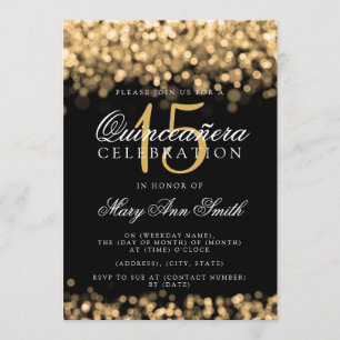 Invitación Quinceanera 15ª Fiesta de Cumpleaños Luces de Oro