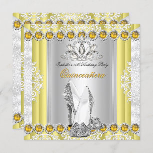 Invitación Quinceanera 15ª fiesta de cumpleaños Oro Amarillo