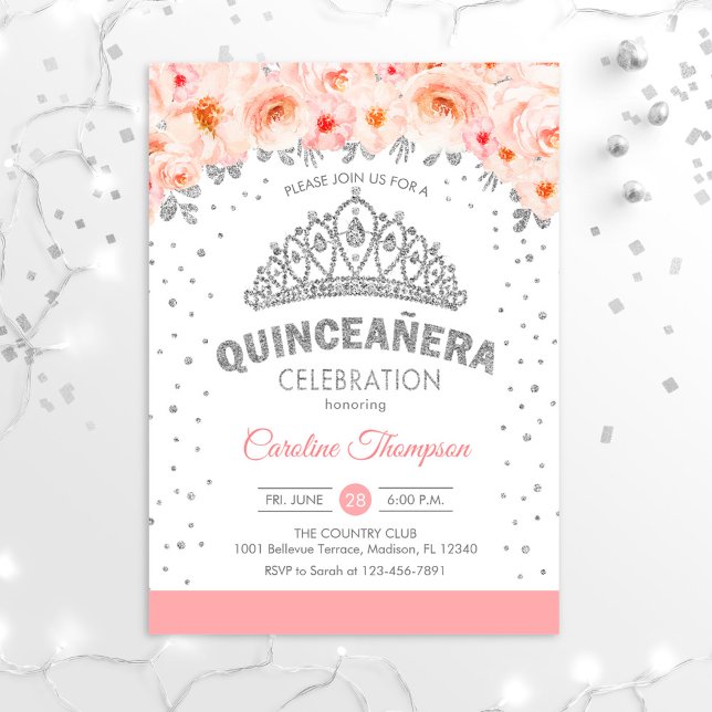 Invitación Quinceanera 15ª fiesta de cumpleaños - Rosado plat (Subido por el creador)