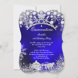 Invitación Quinceanera 15ª Wonderland de plata azul