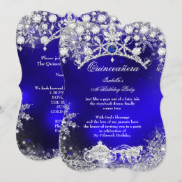 Invitación Quinceanera 15ª Wonderland de plata azul