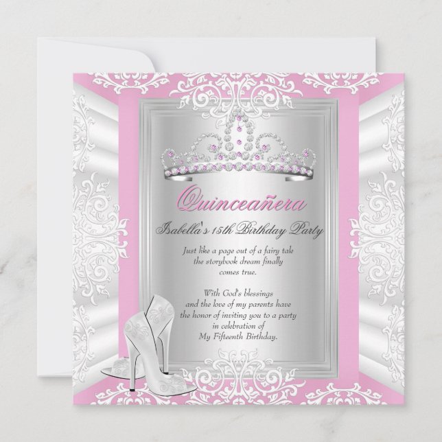 Invitación Quinceanera 15º Bonito del partido de cumpleaños (Anverso)
