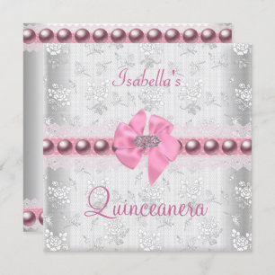 Invitación Quinceanera 15º cumpleaños Bonito Lace Rosa