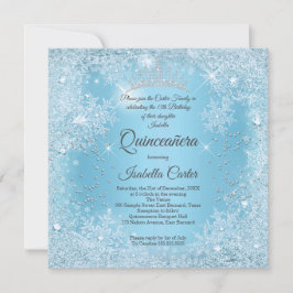 Invitación Quinceanera 15º cumpleaños de invierno con copo de
