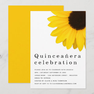 Invitación Quinceanera 15º cumpleaños del girasol amarillo rú