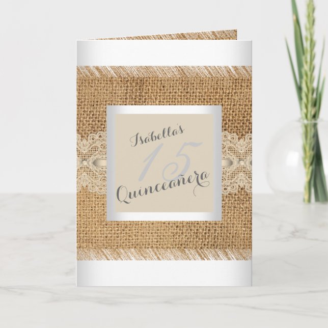 Invitación Quinceanera 15º cumpleaños fiesta beige lace Burla (Anverso)