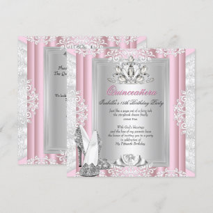 Invitación Quinceanera 15º cumpleaños glamurosos zapatos rosa