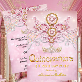 Invitación Quinceanera 15º cumpleaños luz exótica oro rosa