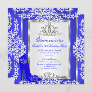 Invitación Quinceanera 15º cumpleaños Magical Royal Blue Shoe