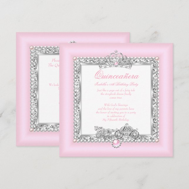 Invitación Quinceanera 15º cumpleaños mágico cuento de hadas  (Anverso / Reverso)