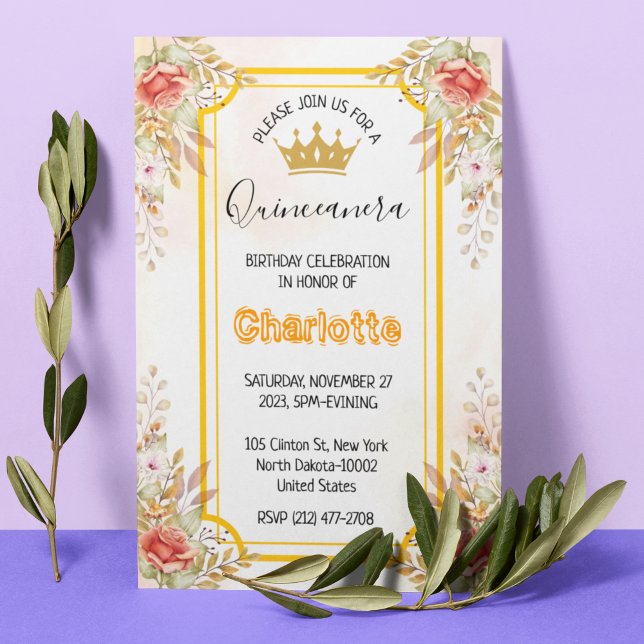 Invitación Quinceanera 15º cumpleaños para Chica española (Subido por el creador)