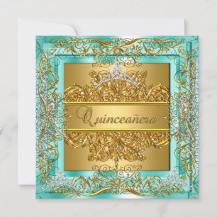 Invitación Quinceañera 15º cumpleaños Plata Verde azulada Tia