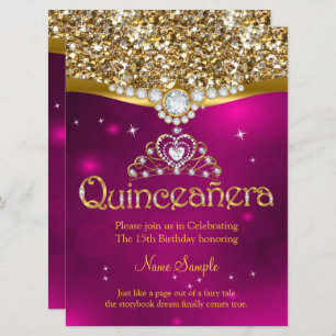 Invitación Quinceanera 15º cumpleaños Purpurina rosado oro