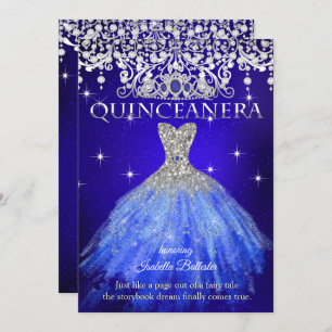 Invitación Quinceanera 15º cumpleaños Tiara azul real
