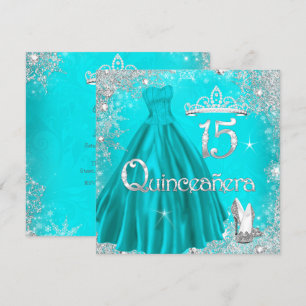 Invitación Quinceanera 15º Fiesta de copos de nieve de plata