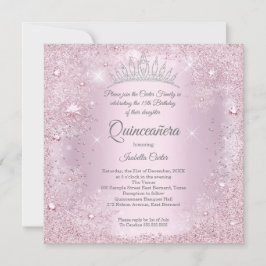 Invitación Quinceanera 15º Fiesta Rubor Invierno de copo de n